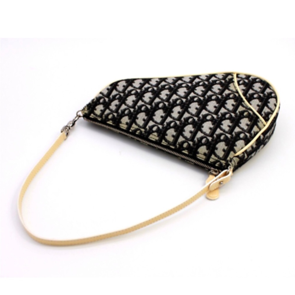 Christian Dior Saddle Trotter Shoulder Bag Purse Black Vintage Small Authentic